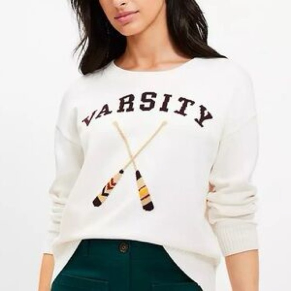 LOFT Varsity Crossed Oars NWT Sweater- size L